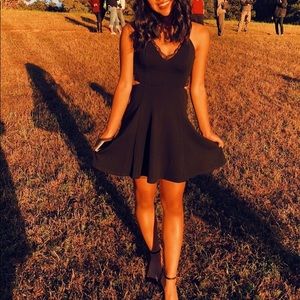 Lulus black lace skater dress